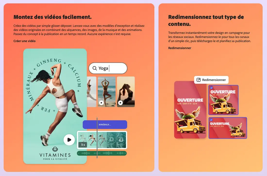 adobe express ; fonctionnalités 