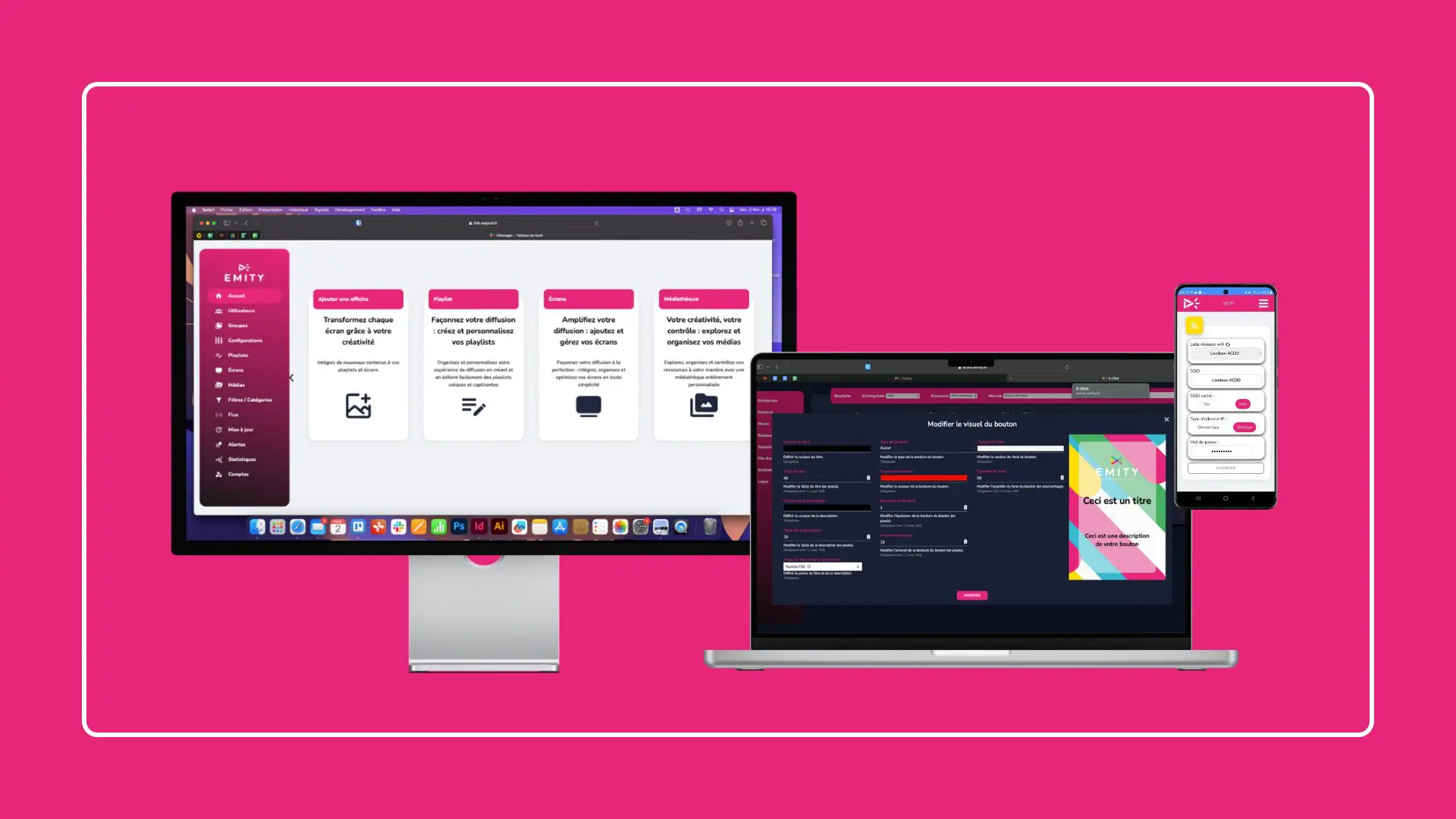 affichage dynamique ; emity ; solutions ; logiciels