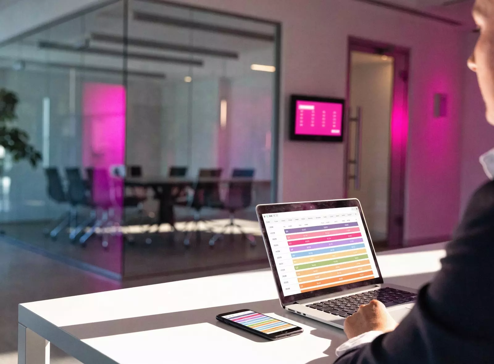 Réservation de salle synchronisée avec l’agenda Outlook du collaborateur, sur ordinateur, mobile et écran de porte