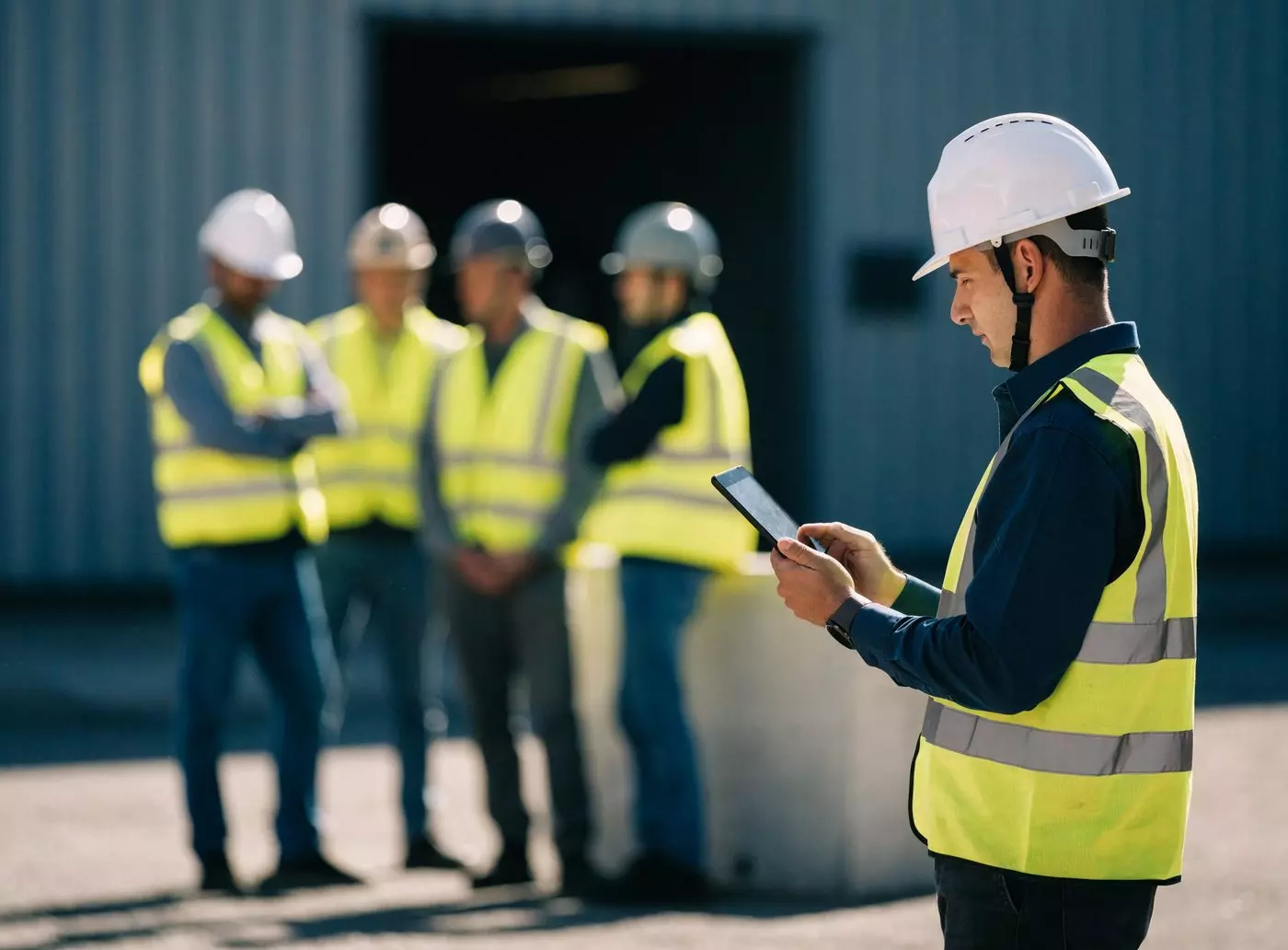 Responsable sécurité consultant la liste des personnes présentes sur tablette lors d’une évacuation