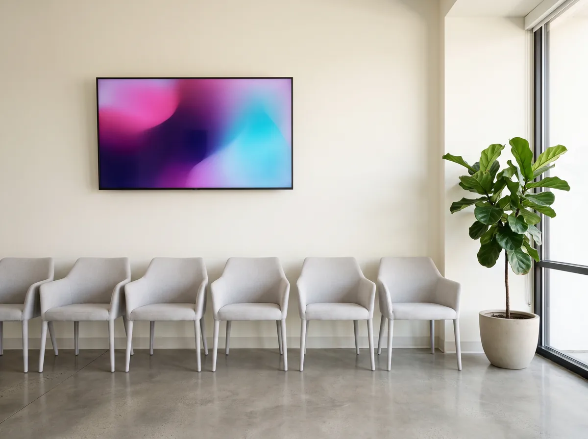 Écran d’affichage dynamique mural dans une salle d’attente