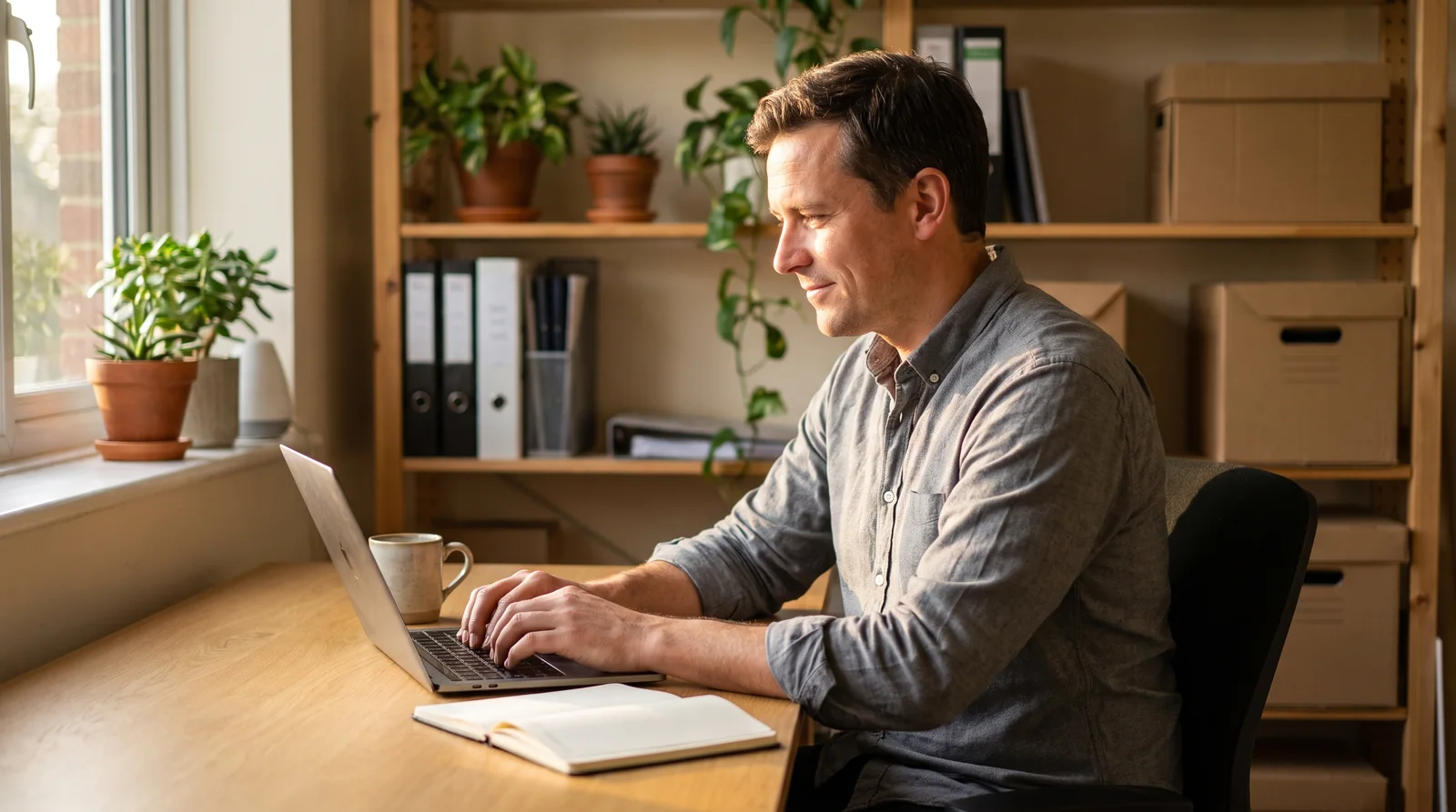 Manager of an audiovisual integration company writing to EMITY from his oak desk