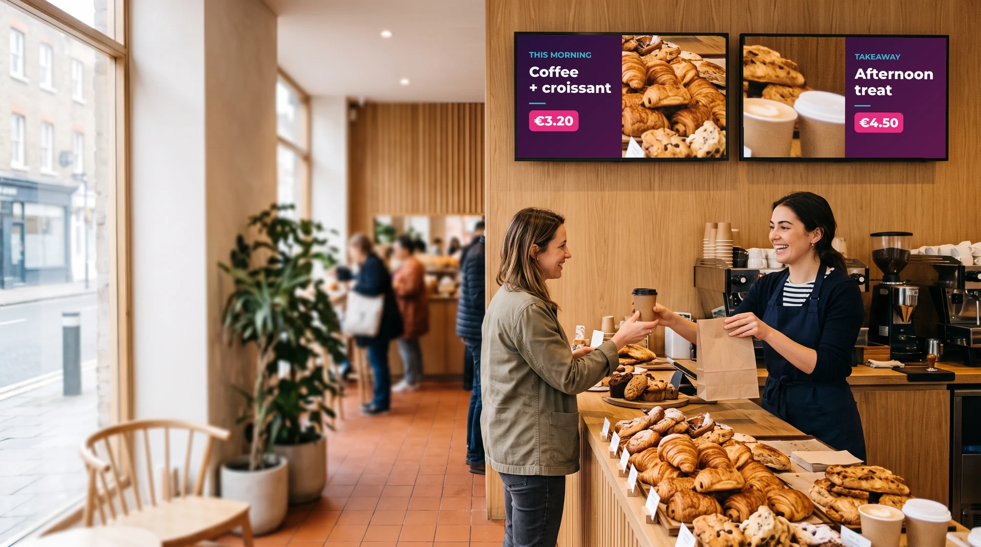 Restaurant counter: dynamic menu board showing the dish of the day
