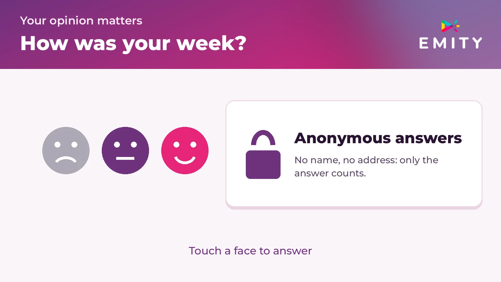 Anonymous survey: no personal data asked