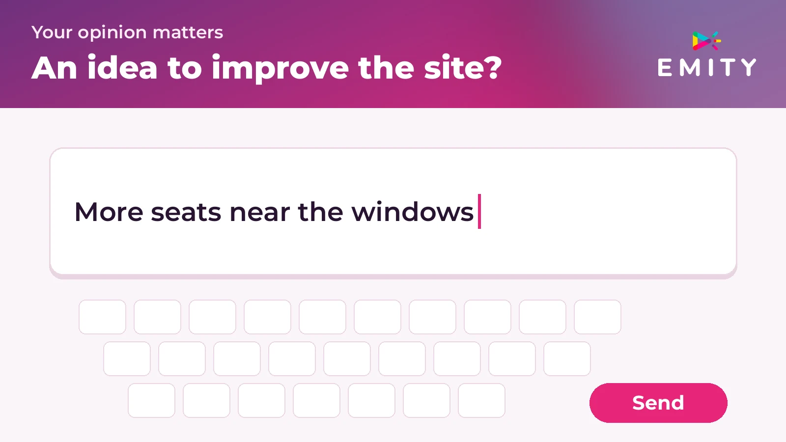 Free-text answer with a touch keyboard