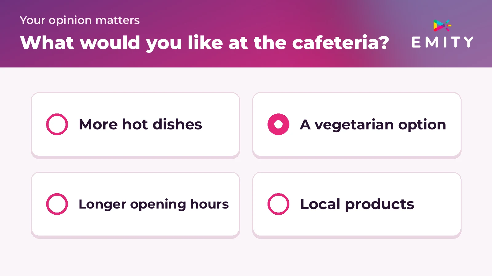 Choice question: four options, one ticked
